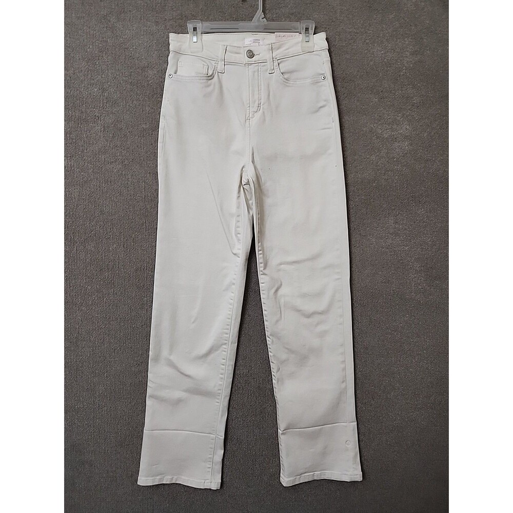 LC Lauren Conrad Straight Leg Jeans Womens 6 Ivory Super High Rise Stretch NEW